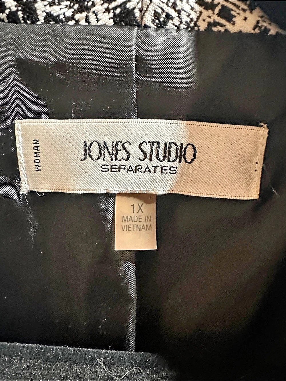 Jones Studio Long Blazer in Black & White Size 1X - Picture 2 of 3